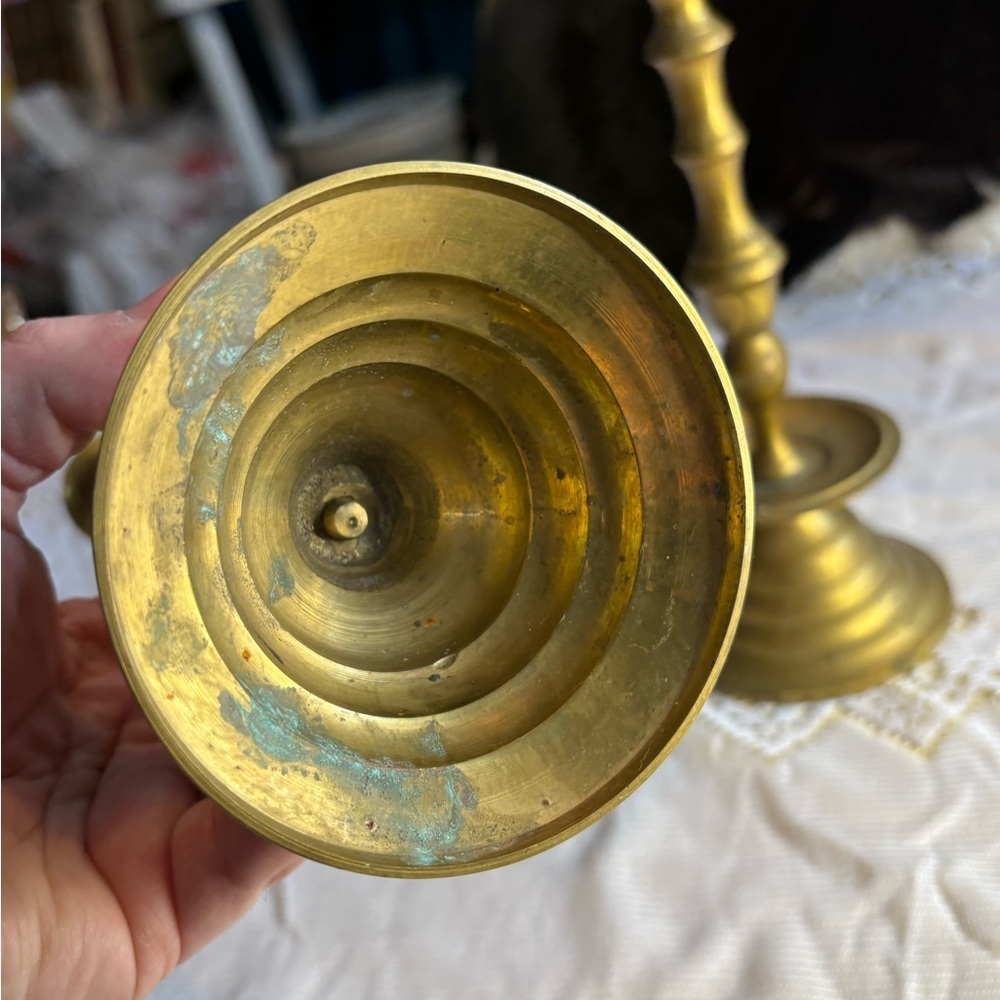 Vintage Elegant Brass Candle Holders - Picture 3 of 8